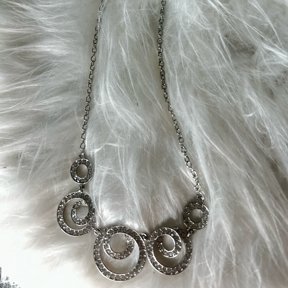 Silver Sparkly Paparazzi Necklace with earrings